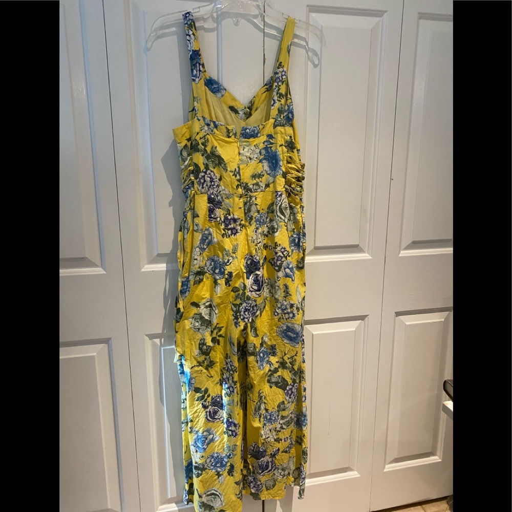 Yellow Blue Floral  Jumpsuit size Large